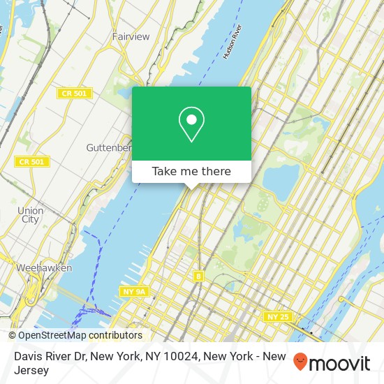Mapa de Davis River Dr, New York, NY 10024