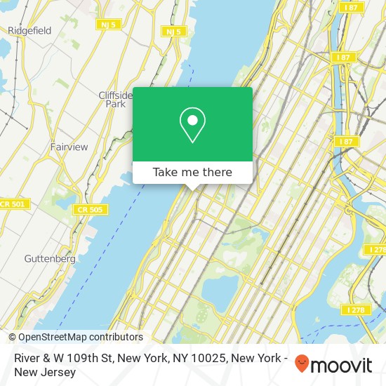 River & W 109th St, New York, NY 10025 map