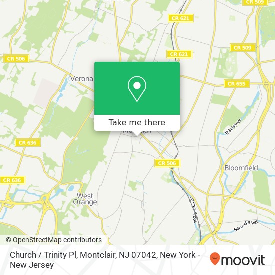 Mapa de Church / Trinity Pl, Montclair, NJ 07042