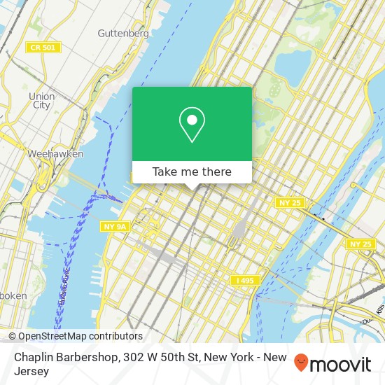 Mapa de Chaplin Barbershop, 302 W 50th St