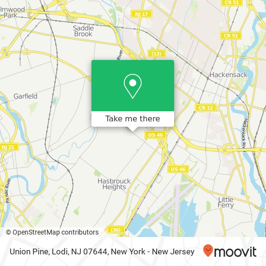 Mapa de Union Pine, Lodi, NJ 07644