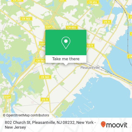 Mapa de 802 Church St, Pleasantville, NJ 08232