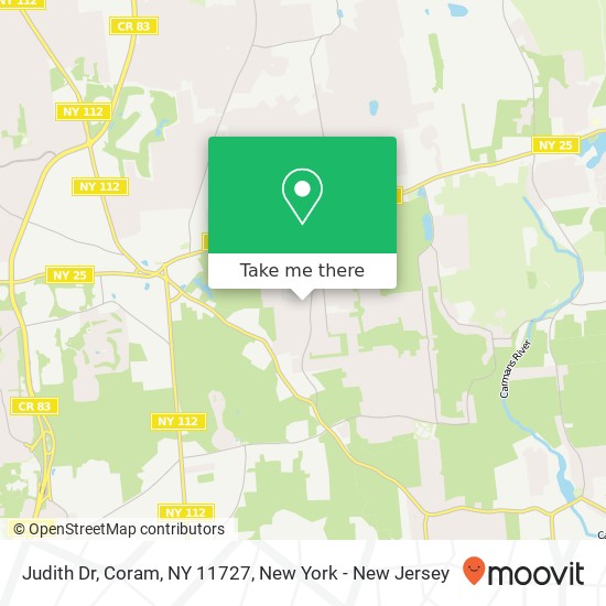 Mapa de Judith Dr, Coram, NY 11727