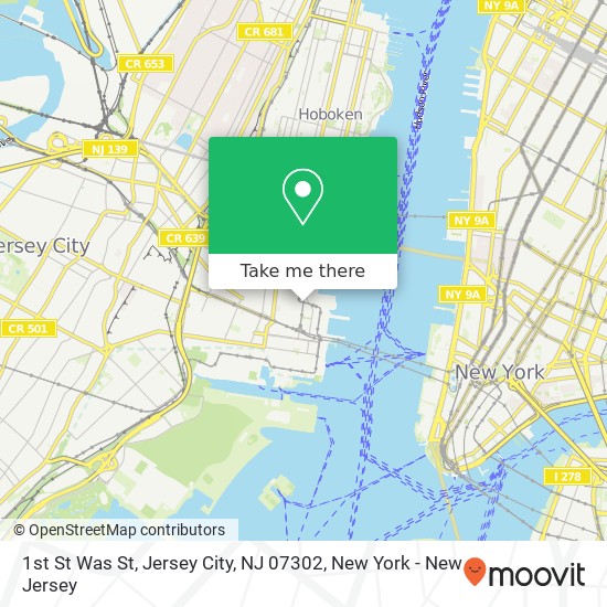 1st St Was St, Jersey City, NJ 07302 map