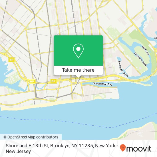 Mapa de Shore and E 13th St, Brooklyn, NY 11235