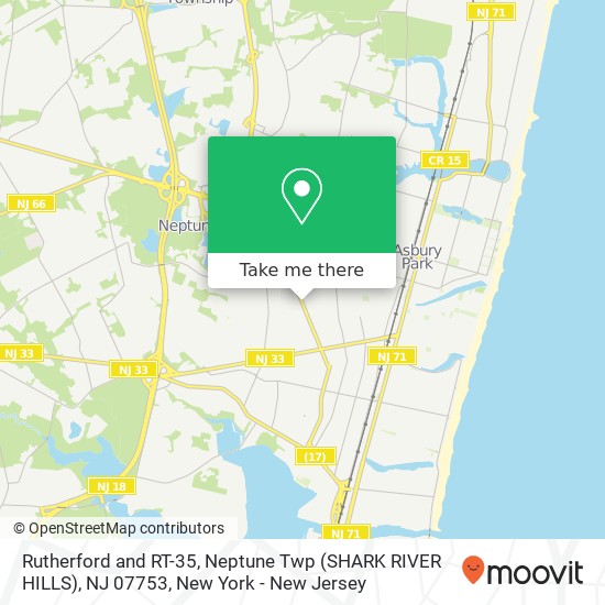 Mapa de Rutherford and RT-35, Neptune Twp (SHARK RIVER HILLS), NJ 07753