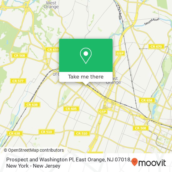 Mapa de Prospect and Washington Pl, East Orange, NJ 07018