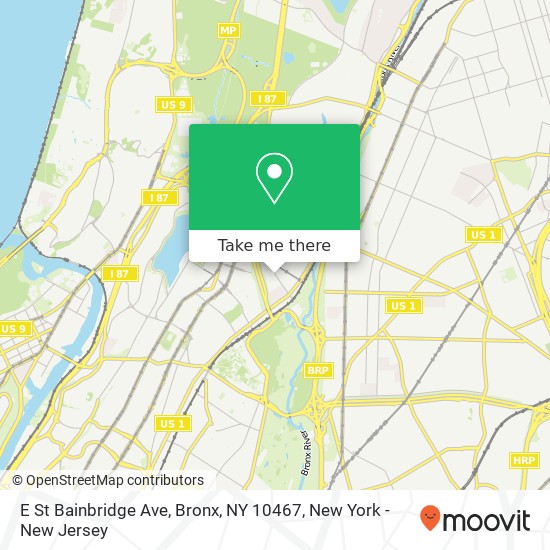 Mapa de E St Bainbridge Ave, Bronx, NY 10467