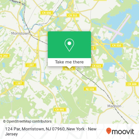 Mapa de 124 Par, Morristown, NJ 07960