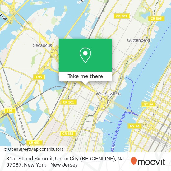Mapa de 31st St and Summit, Union City (BERGENLINE), NJ 07087