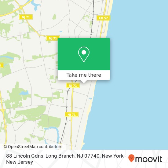 Mapa de 88 Lincoln Gdns, Long Branch, NJ 07740