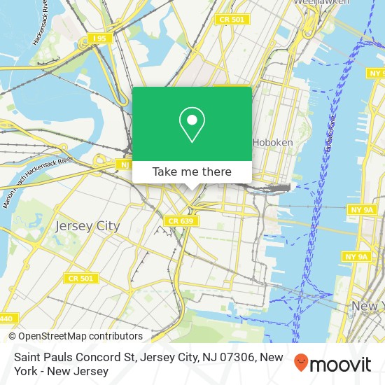 Mapa de Saint Pauls Concord St, Jersey City, NJ 07306