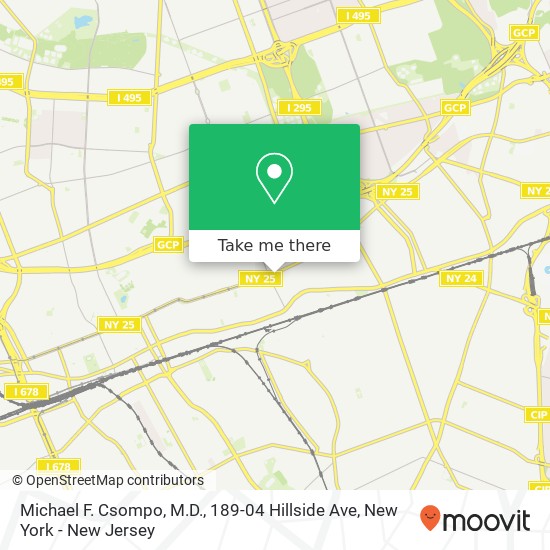 Michael F. Csompo, M.D., 189-04 Hillside Ave map