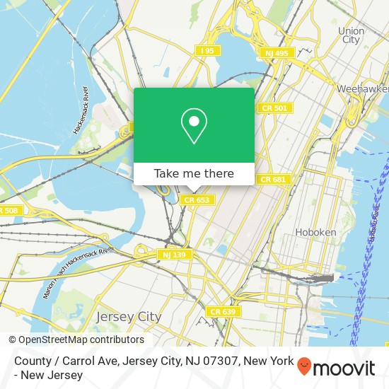 County / Carrol Ave, Jersey City, NJ 07307 map