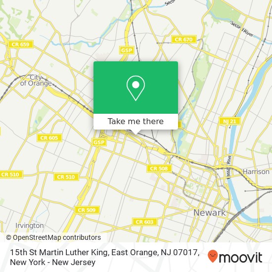 15th St Martin Luther King, East Orange, NJ 07017 map