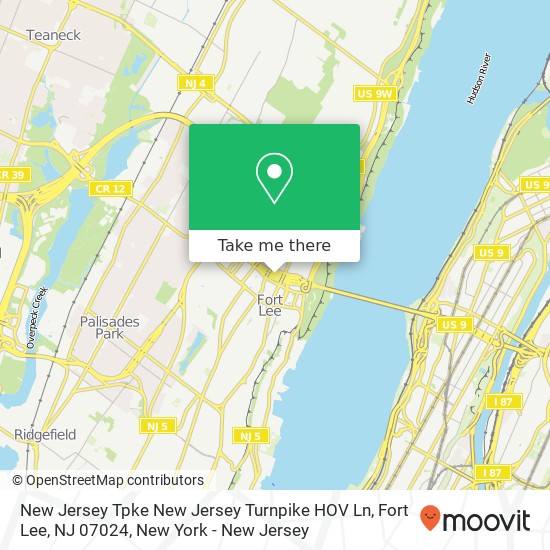 Mapa de New Jersey Tpke New Jersey Turnpike HOV Ln, Fort Lee, NJ 07024