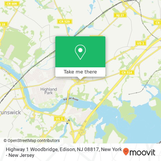 Mapa de Highway 1 Woodbridge, Edison, NJ 08817