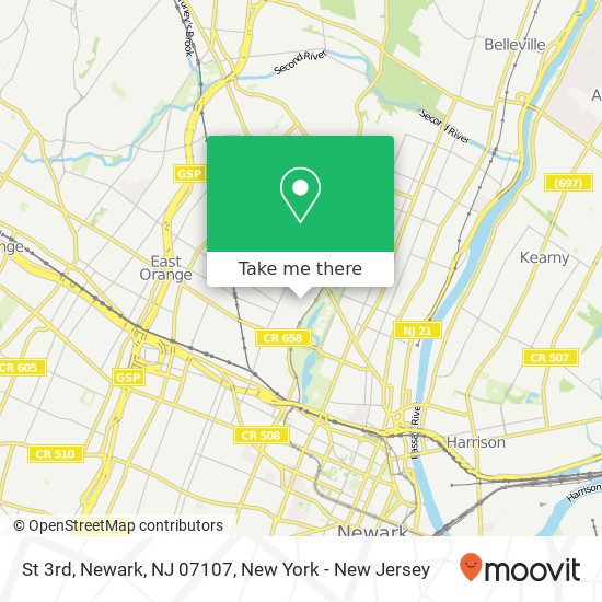 Mapa de St 3rd, Newark, NJ 07107