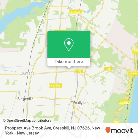 Mapa de Prospect Ave Brook Ave, Cresskill, NJ 07626