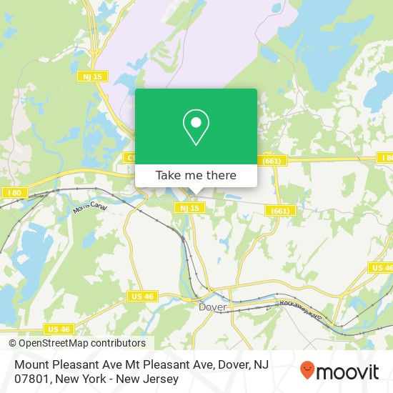 Mapa de Mount Pleasant Ave Mt Pleasant Ave, Dover, NJ 07801