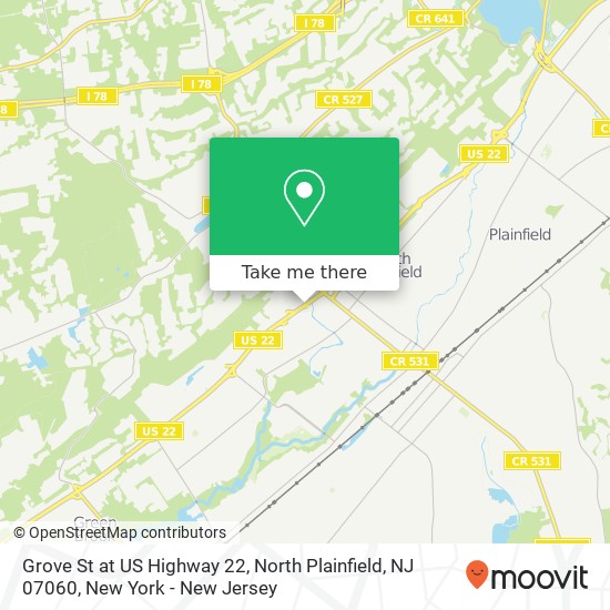 Grove St at US Highway 22, North Plainfield, NJ 07060 map