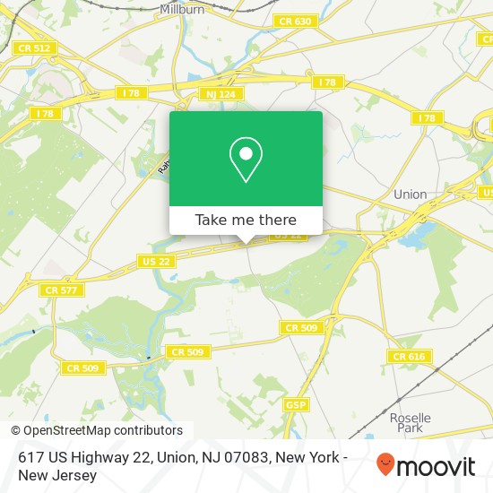 617 US Highway 22, Union, NJ 07083 map