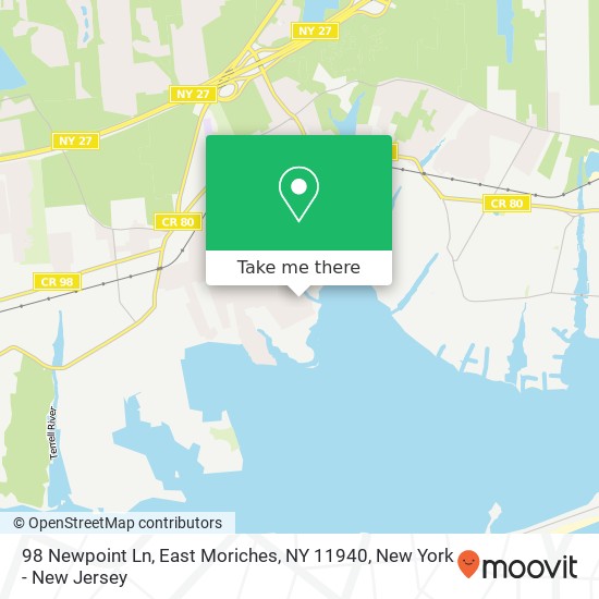 Mapa de 98 Newpoint Ln, East Moriches, NY 11940