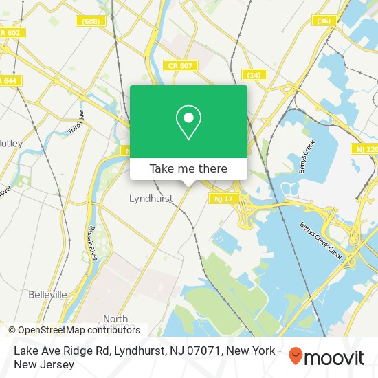 Lake Ave Ridge Rd, Lyndhurst, NJ 07071 map