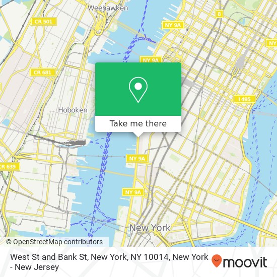 Mapa de West St and Bank St, New York, NY 10014