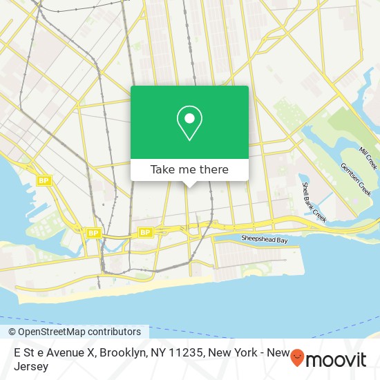 Mapa de E St e Avenue X, Brooklyn, NY 11235