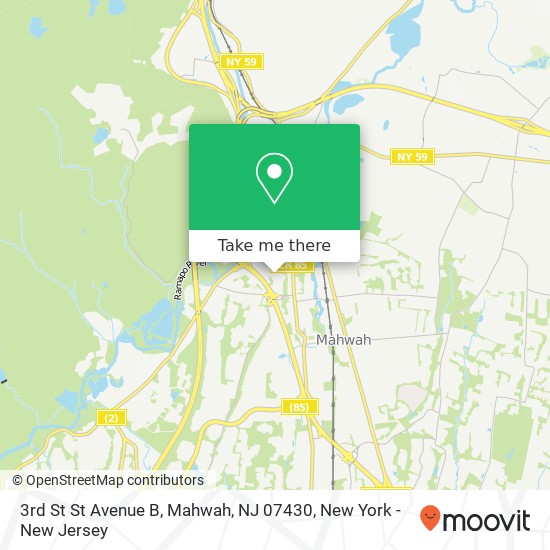 Mapa de 3rd St St Avenue B, Mahwah, NJ 07430