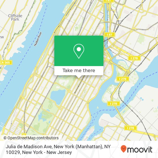 Mapa de Julia de Madison Ave, New York (Manhattan), NY 10029