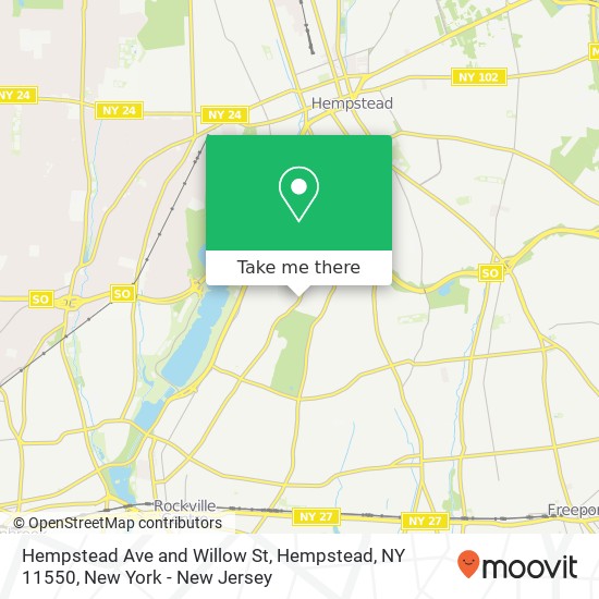 Hempstead Ave and Willow St, Hempstead, NY 11550 map