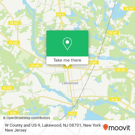 Mapa de W County and US-9, Lakewood, NJ 08701