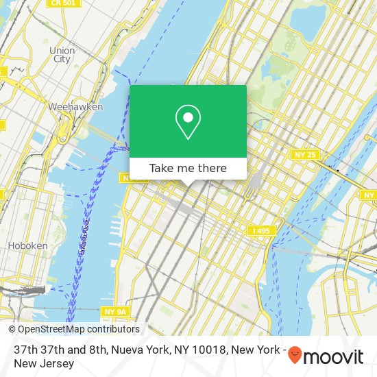 Mapa de 37th 37th and 8th, Nueva York, NY 10018