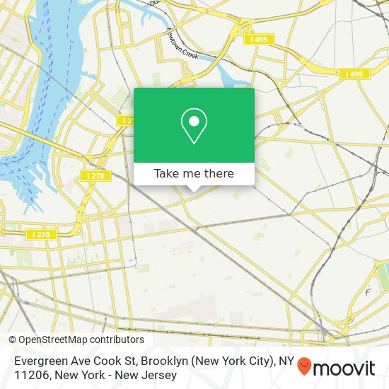 Evergreen Ave Cook St, Brooklyn (New York City), NY 11206 map