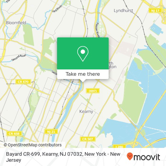 Mapa de Bayard CR-699, Kearny, NJ 07032