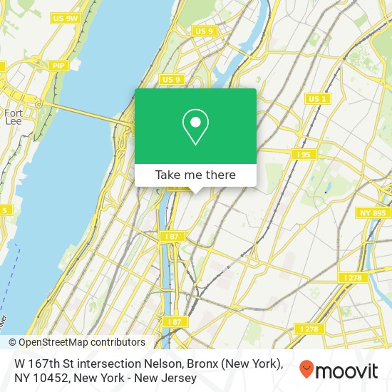 Mapa de W 167th St intersection Nelson, Bronx (New York), NY 10452