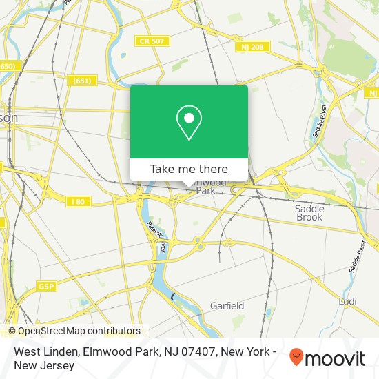 Mapa de West Linden, Elmwood Park, NJ 07407