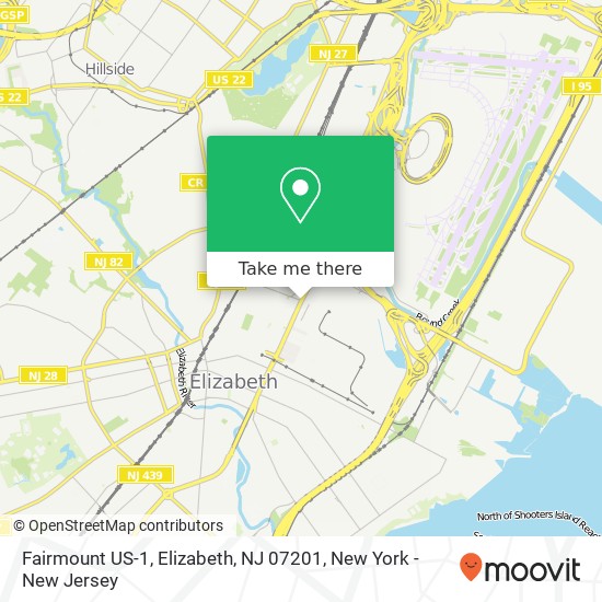Mapa de Fairmount US-1, Elizabeth, NJ 07201