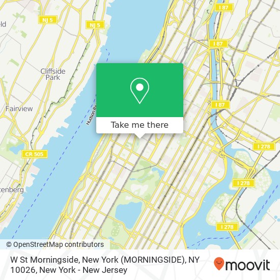 Mapa de W St Morningside, New York (MORNINGSIDE), NY 10026