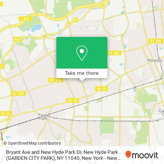 Mapa de Bryant Ave and New Hyde Park Dr, New Hyde Park (GARDEN CITY PARK), NY 11040