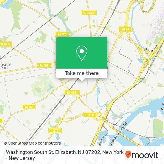 Mapa de Washington South St, Elizabeth, NJ 07202