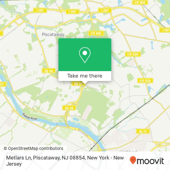Mapa de Metlars Ln, Piscataway, NJ 08854