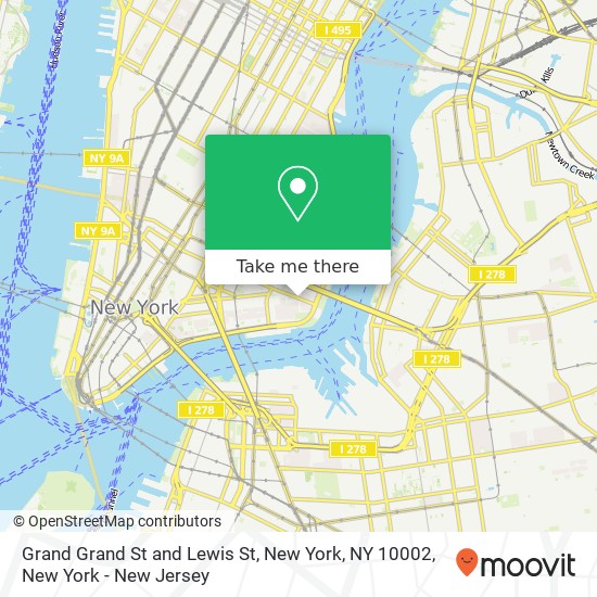 Grand Grand St and Lewis St, New York, NY 10002 map