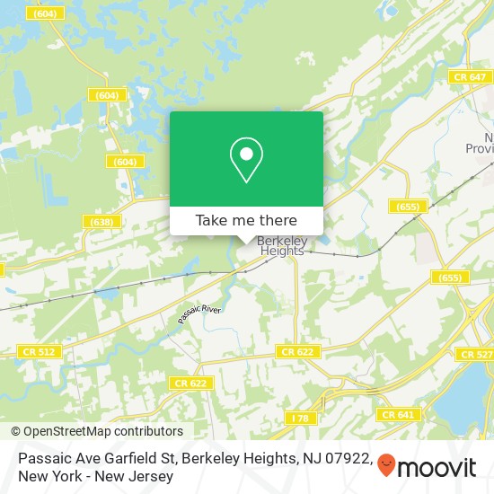 Passaic Ave Garfield St, Berkeley Heights, NJ 07922 map
