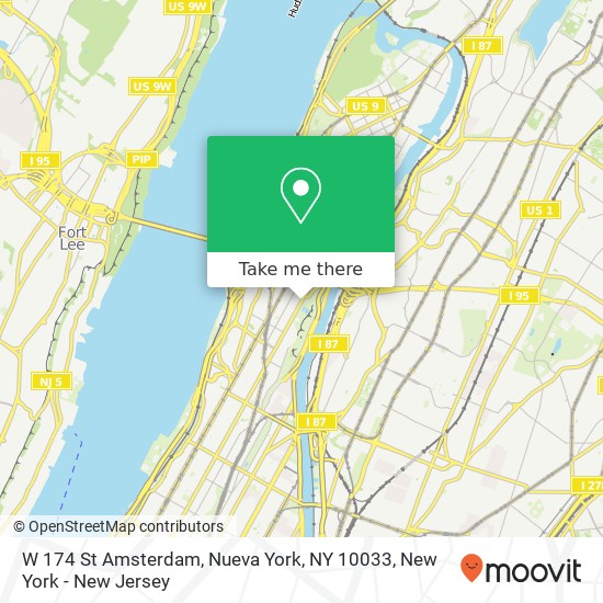 W 174 St Amsterdam, Nueva York, NY 10033 map