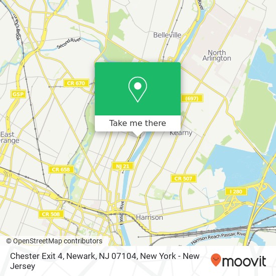 Mapa de Chester Exit 4, Newark, NJ 07104