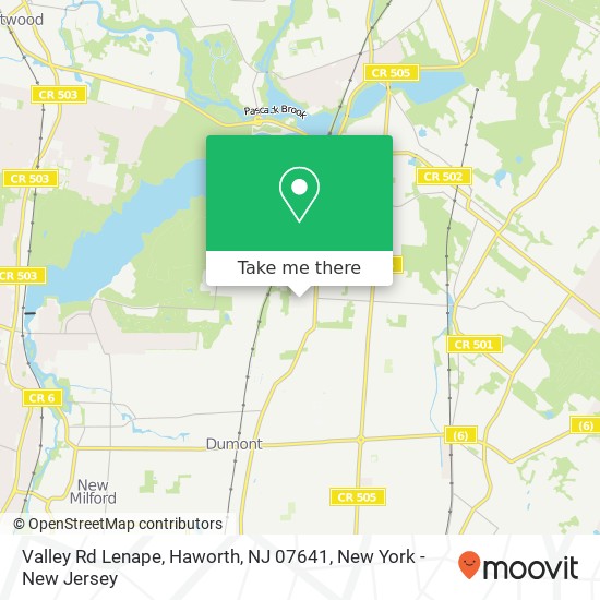 Mapa de Valley Rd Lenape, Haworth, NJ 07641