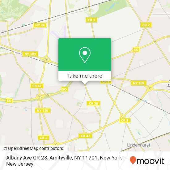Mapa de Albany Ave CR-28, Amityville, NY 11701